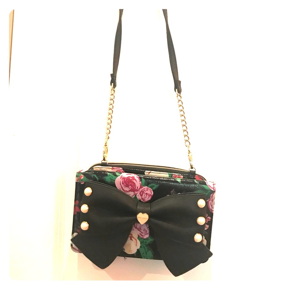 Betsey Johnson Floral Crossbody Bag with Bow